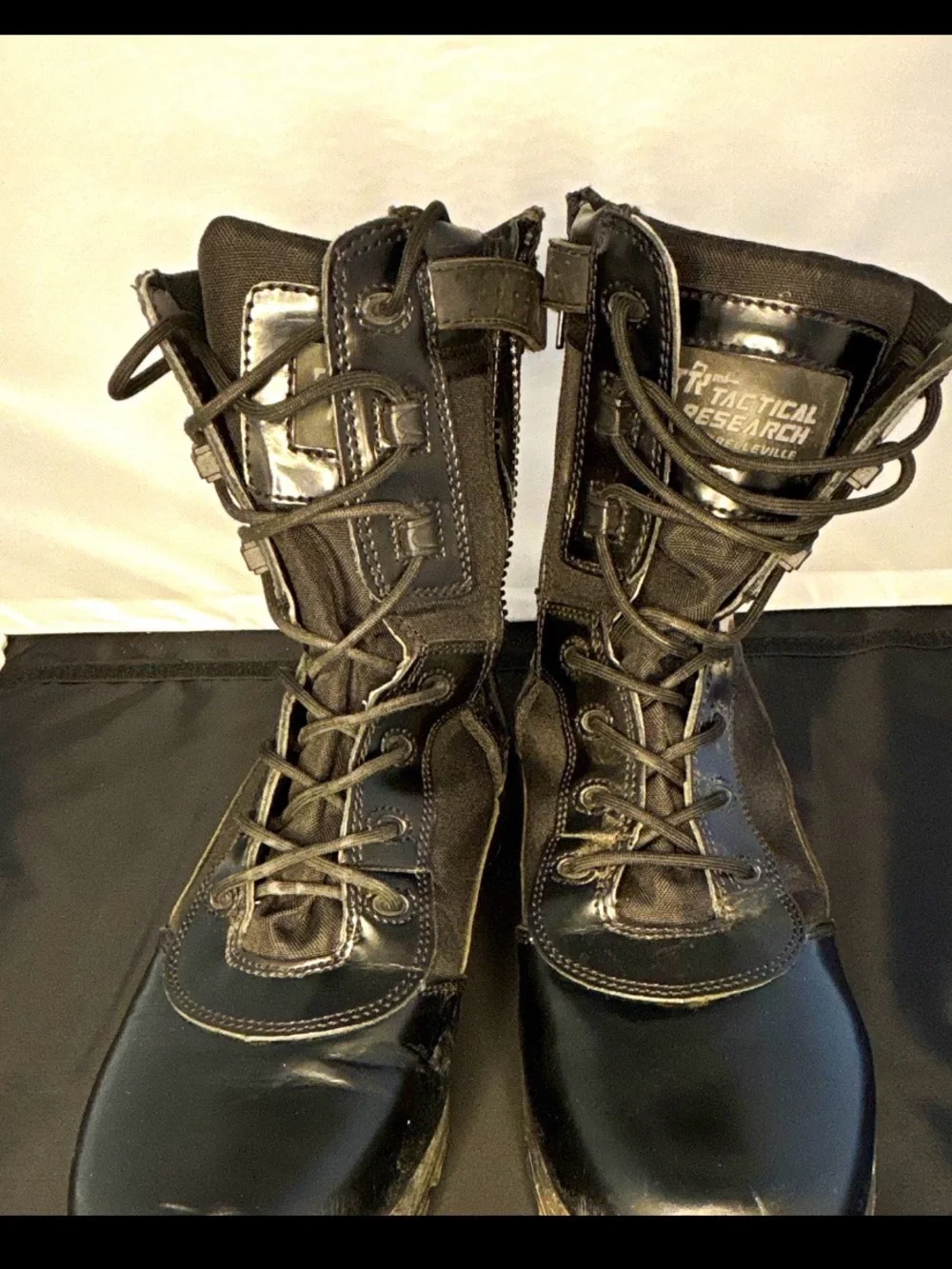Tactical Research Black Lace-Up tactical Boots w Side-zip US men’s 12